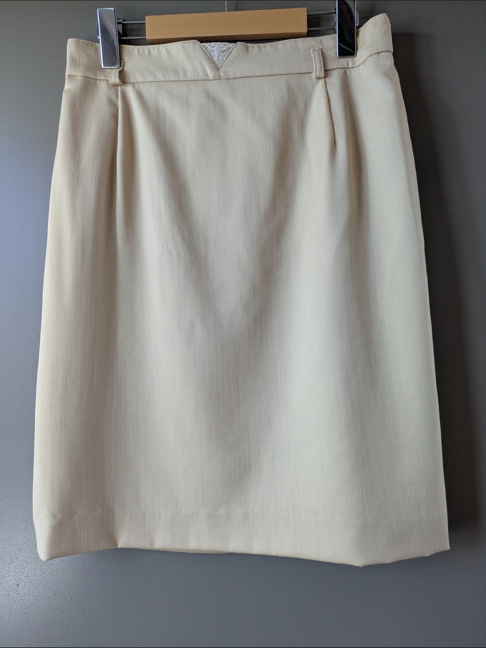 Vintage Escada Margaretha Ley 100% Virgin Wool Tan Pencil Skirt Size 10